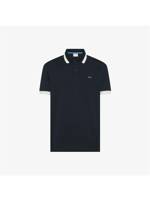 Polo a maniche corte in cotone blu navy